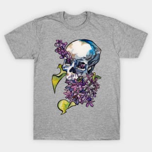 Lilac Skull Flowers and Bones T-Shirt